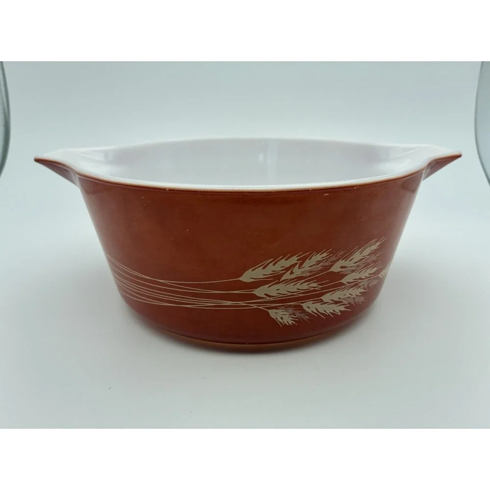 Vintage Pyrex 475-B  Autumn Harvest Wheat Casserole Dish Bowl No Lid 2.5 Qt.